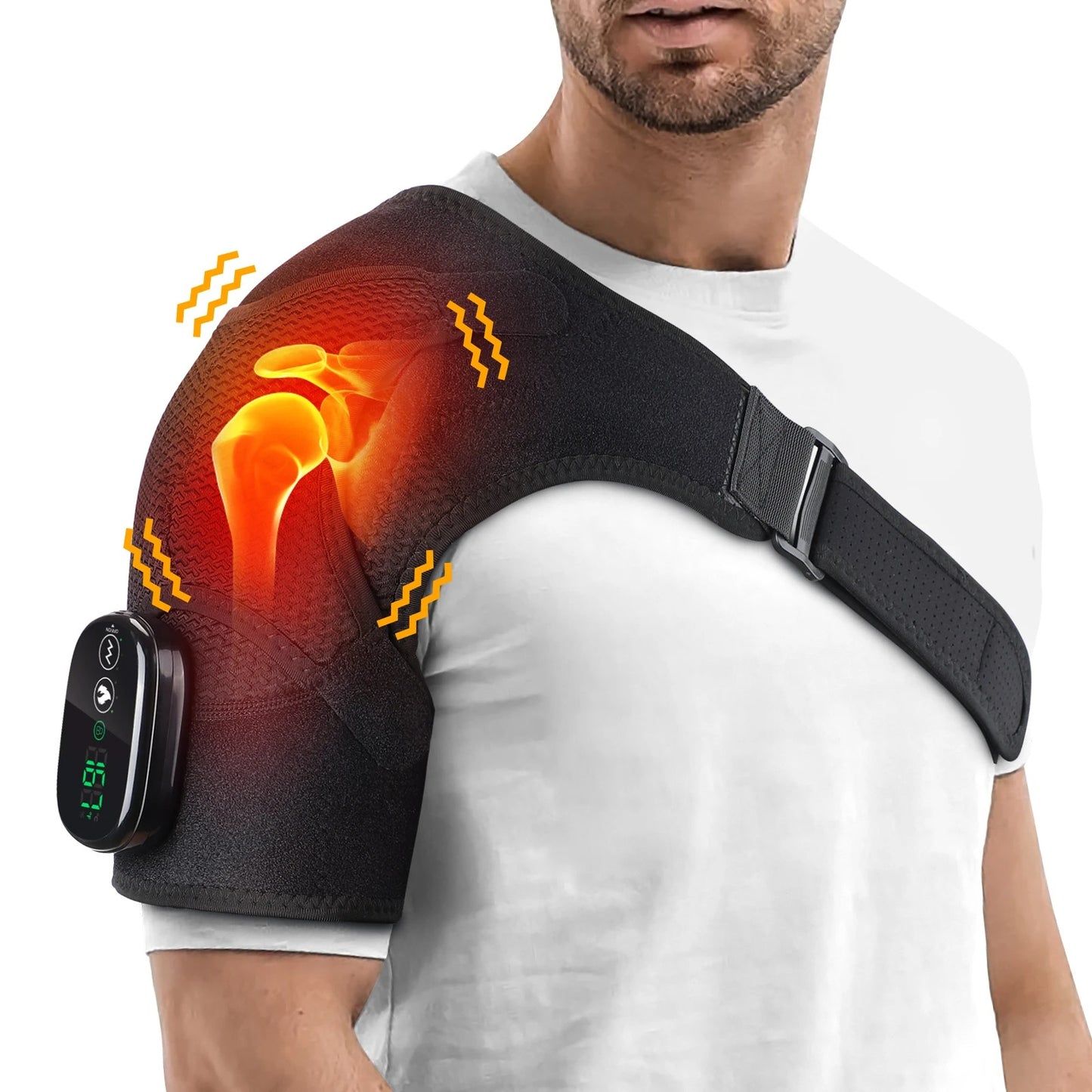Calefacción eléctrica para masaje de hombros, soporte para espalda y hombros, cinturón de masaje de hombros con calefacción ajustable para relajación muscular del brazo
