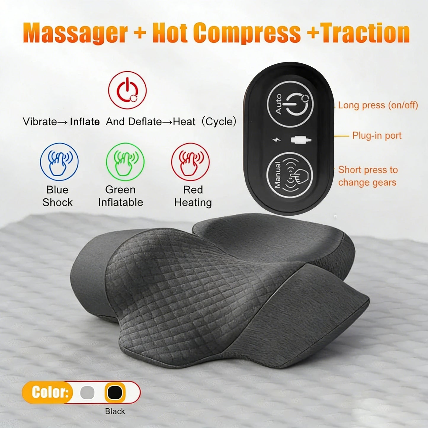 Almohada de Masaje para Cuello con Calor y Vibración