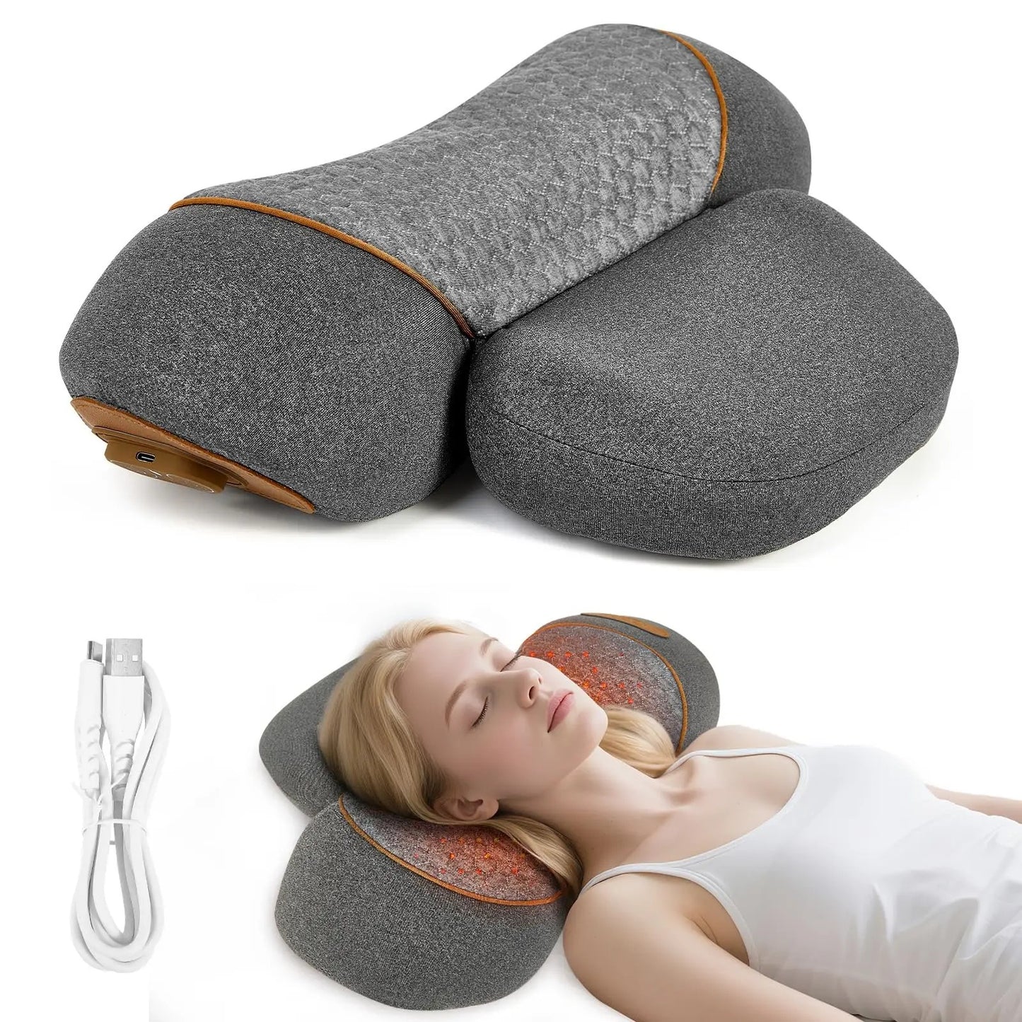 Almohada masajeadora de cuello 3 en 1 para tejido profundo de hombros,